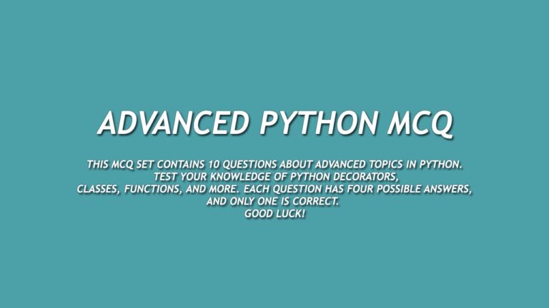 Advanced Python MCQ Set
